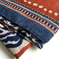 A-SHU LARGE ORANGE RUST COTTON MIX TIGER AND LEOPARD PRINT SHAWL SCARF - A-SHU.CO.UK