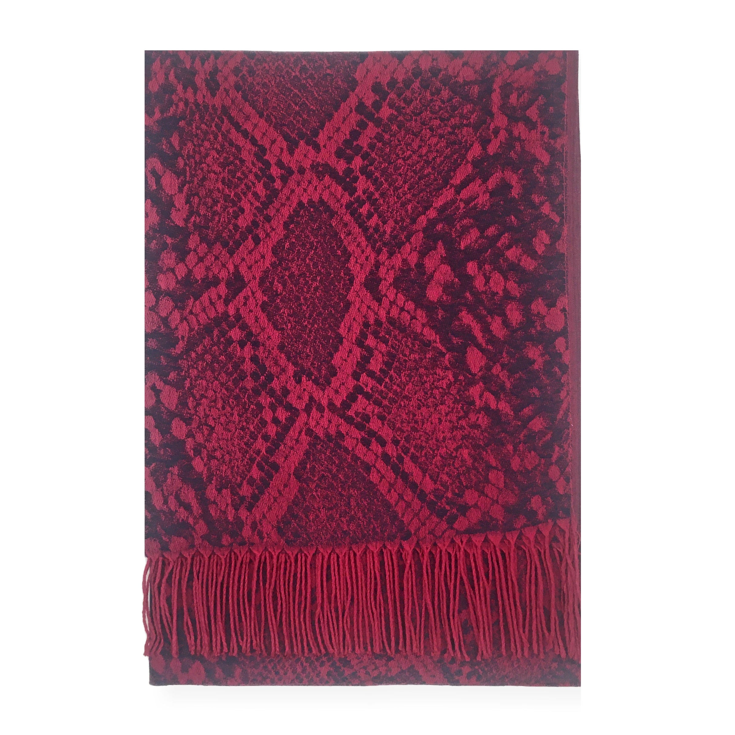 PURPLE BERRY LARGE SNAKESKIN PRINT REVERSIBLE PASHMINA SHAWL SCARF