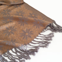 LARGE GOLD FLORAL DAISY PRINT GEOMETRIC REVERSIBLE PASHMINA SHAWL SCARF