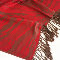 LARGE RED ZEBRA PRINT REVERSIBLE PASHMINA SHAWL SCARF