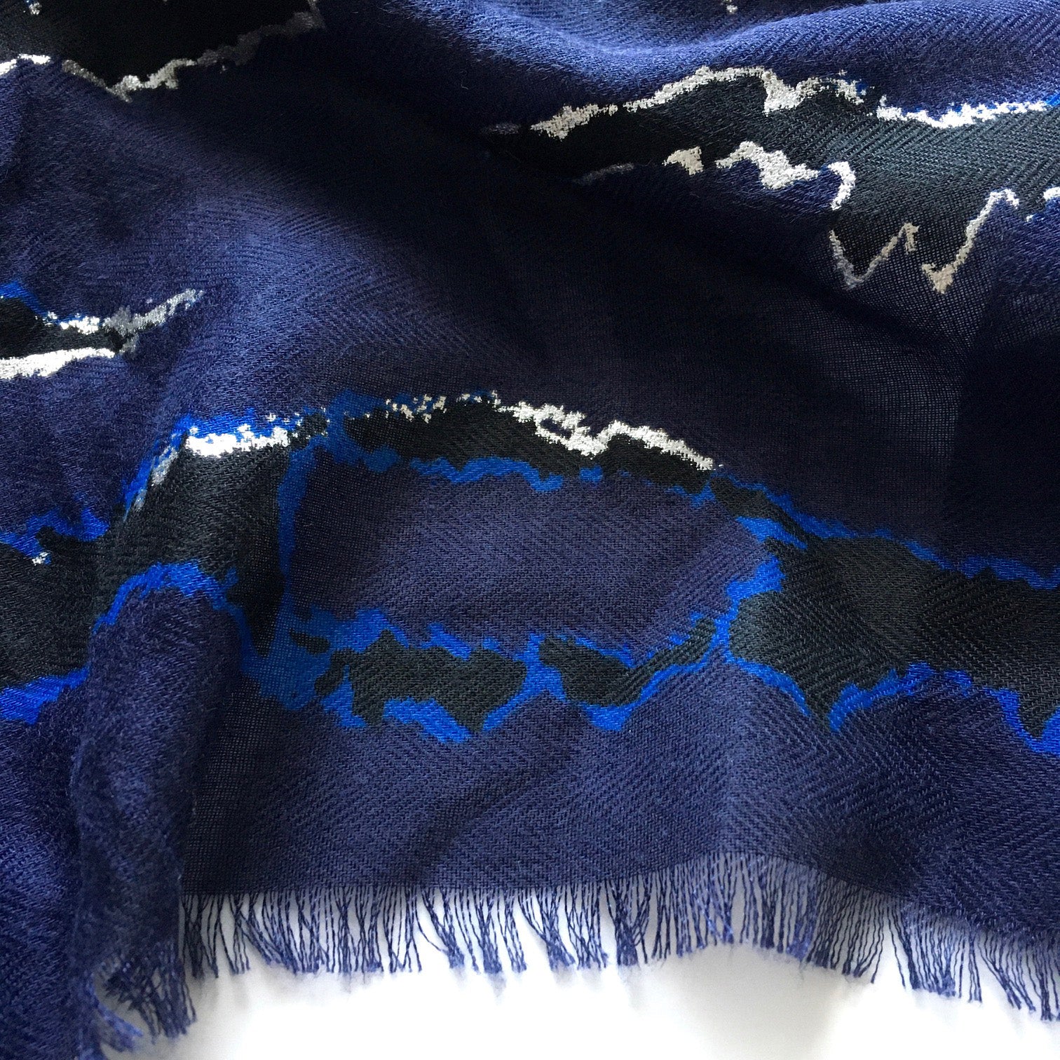 A-SHU LARGE BLUE ZEBRA AND LEOPARD PRINT SHAWL SCARF - A-SHU.CO.UK
