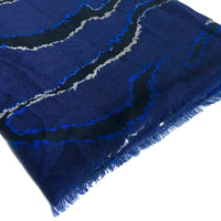 A-SHU LARGE BLUE ZEBRA AND LEOPARD PRINT SHAWL SCARF - A-SHU.CO.UK