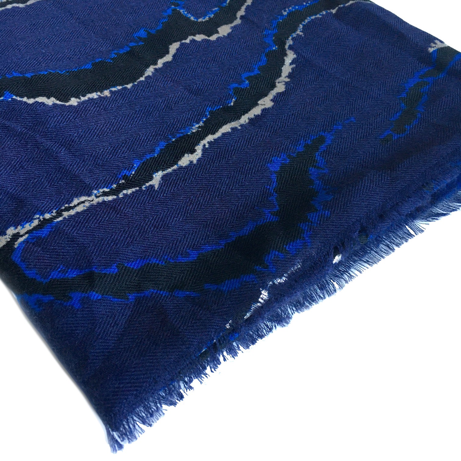 A-SHU LARGE BLUE ZEBRA AND LEOPARD PRINT SHAWL SCARF - A-SHU.CO.UK