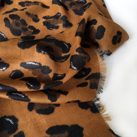 A-SHU LARGE DEEP ORANGE ZEBRA AND LEOPARD PRINT SHAWL SCARF - A-SHU.CO.UK