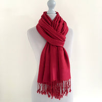 A-SHU DEEP RED PAISLEY PRINT REVERSIBLE PASHMINA SHAWL SCARF - A-SHU.CO.UK