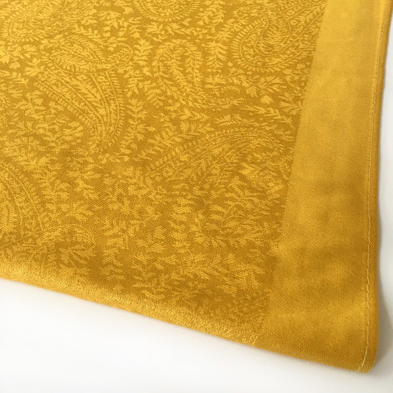A-SHU MUSTARD YELLOW PAISLEY PRINT REVERSIBLE PASHMINA SHAWL SCARF - A-SHU.CO.UK