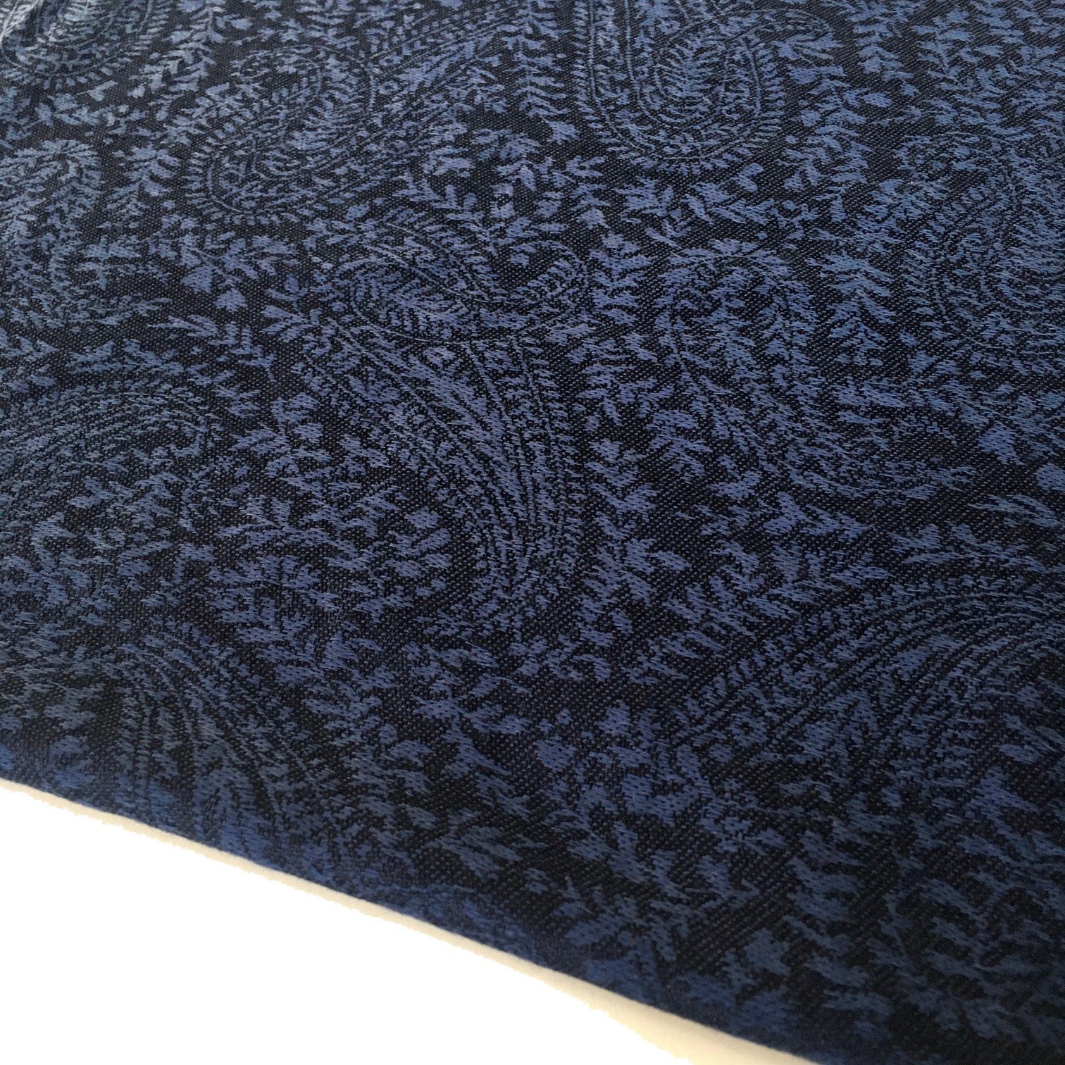 A-SHU NAVY BLUE PAISLEY PRINT REVERSIBLE PASHMINA SHAWL SCARF - A-SHU.CO.UK
