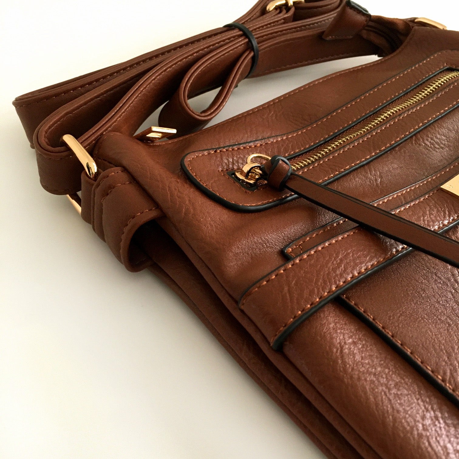 A-SHU TAN MULTI COMPARTMENT CROSS BODY SHOULDER BAG - A-SHU.CO.UK