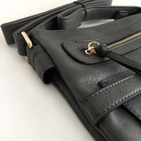 A-SHU DARK GREY MULTI COMPARTMENT CROSS BODY SHOULDER BAG - A-SHU.CO.UK
