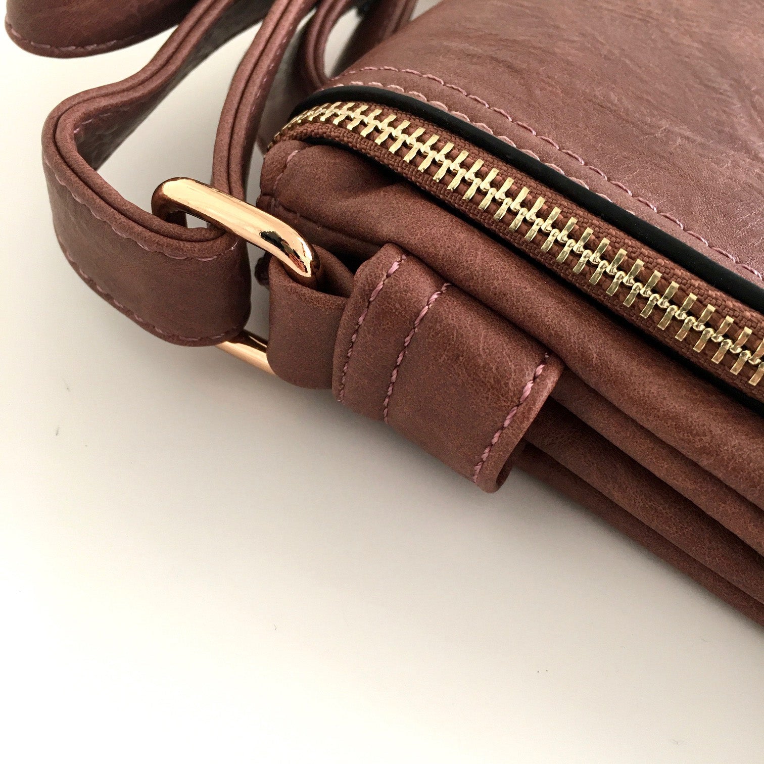 A-SHU LARGE DUSKY PINK TASSEL MULTI COMPARTMENT CROSS BODY SHOULDER BAG WITH LONG STRAP - A-SHU.CO.UK