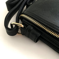 A-SHU LARGE BLACK TASSEL MULTI COMPARTMENT CROSS BODY SHOULDER BAG WITH LONG STRAP - A-SHU.CO.UK