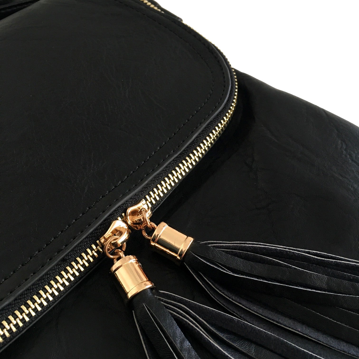 A-SHU LARGE BLACK TASSEL MULTI COMPARTMENT CROSS BODY SHOULDER BAG WITH LONG STRAP - A-SHU.CO.UK