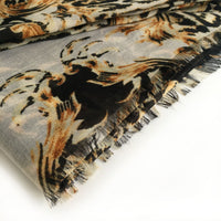 A-SHU LARGE BLACK VINTAGE LEOPARD PRINT SHAWL SCARF - A-SHU.CO.UK