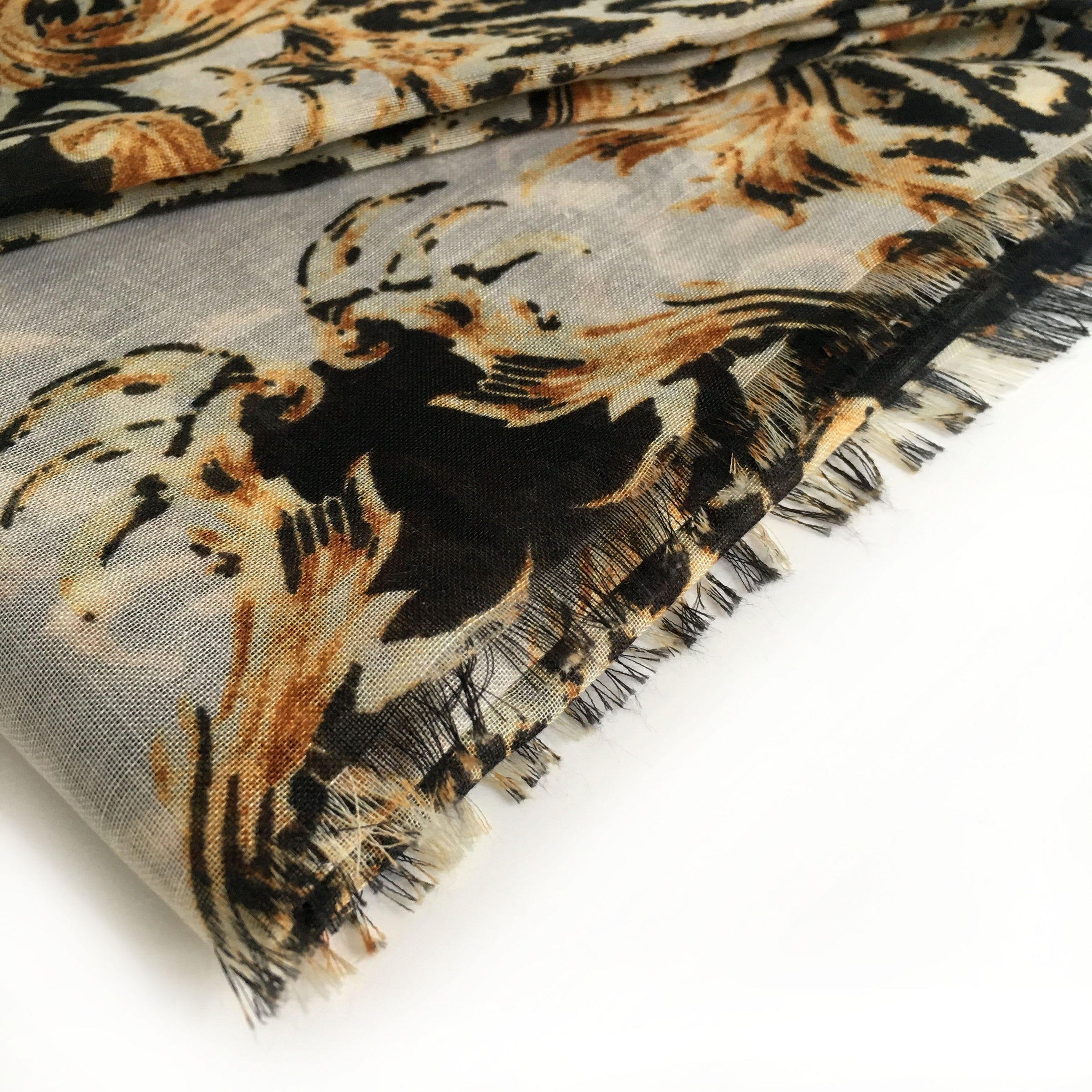 A-SHU LARGE BLACK VINTAGE LEOPARD PRINT SHAWL SCARF - A-SHU.CO.UK