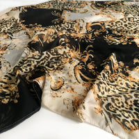 A-SHU LARGE BLACK VINTAGE LEOPARD PRINT SHAWL SCARF - A-SHU.CO.UK