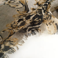 A-SHU LARGE CREAM VINTAGE LEOPARD PRINT SHAWL SCARF - A-SHU.CO.UK