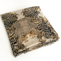 A-SHU LARGE CREAM VINTAGE LEOPARD PRINT SHAWL SCARF - A-SHU.CO.UK