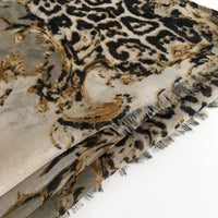 A-SHU LARGE CREAM VINTAGE LEOPARD PRINT SHAWL SCARF - A-SHU.CO.UK