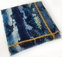 A-SHU LARGE BLUE SNAKESKIN PRINT SHAWL SCARF WITH STRIPE - A-SHU.CO.UK