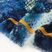 A-SHU LARGE BLUE SNAKESKIN PRINT SHAWL SCARF WITH STRIPE - A-SHU.CO.UK