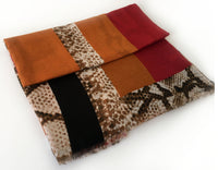 A-SHU LARGE RED BLOCK PRINT SNAKESKIN SHAWL SCARF - A-SHU.CO.UK