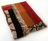 A-SHU LARGE RED BLOCK PRINT SNAKESKIN SHAWL SCARF - A-SHU.CO.UK