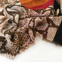 A-SHU LARGE RED BLOCK PRINT SNAKESKIN SHAWL SCARF - A-SHU.CO.UK