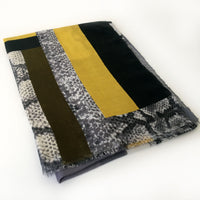 A-SHU LARGE MUSTARD YELLOW BLOCK PRINT SNAKESKIN SHAWL SCARF - A-SHU.CO.UK