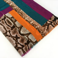 A-SHU LARGE ORANGE BLOCK PRINT SNAKESKIN SHAWL SCARF - A-SHU.CO.UK