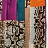 A-SHU LARGE ORANGE BLOCK PRINT SNAKESKIN SHAWL SCARF - A-SHU.CO.UK