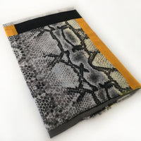 A-SHU LONG MUSTARD YELLOW BLOCKS SNAKESKIN PRINT LIGHTWEIGHT SHAWL SCARF - A-SHU.CO.UK