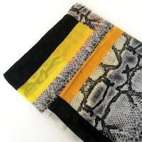A-SHU LONG MUSTARD YELLOW BLOCKS SNAKESKIN PRINT LIGHTWEIGHT SHAWL SCARF - A-SHU.CO.UK
