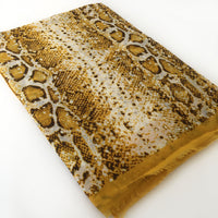 A-SHU LARGE MUSTARD YELLOW SNAKESKIN PRINT SHAWL SCARF WITH METALLIC DETAILING - A-SHU.CO.UK