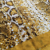 A-SHU LARGE MUSTARD YELLOW SNAKESKIN PRINT SHAWL SCARF WITH METALLIC DETAILING - A-SHU.CO.UK