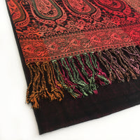 A-SHU LARGE BLACK RAINBOW MULTI COLOUR PAISLEY PRINT PASHMINA SHAWL SCARF - A-SHU.CO.UK