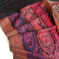 A-SHU LARGE BLACK RAINBOW MULTI COLOUR PAISLEY PRINT PASHMINA SHAWL SCARF - A-SHU.CO.UK