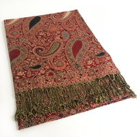 A-SHU LARGE RED MULTI COLOUR PAISLEY PRINT PASHMINA SHAWL SCARF - A-SHU.CO.UK