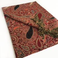 A-SHU LARGE RED MULTI COLOUR PAISLEY PRINT PASHMINA SHAWL SCARF - A-SHU.CO.UK