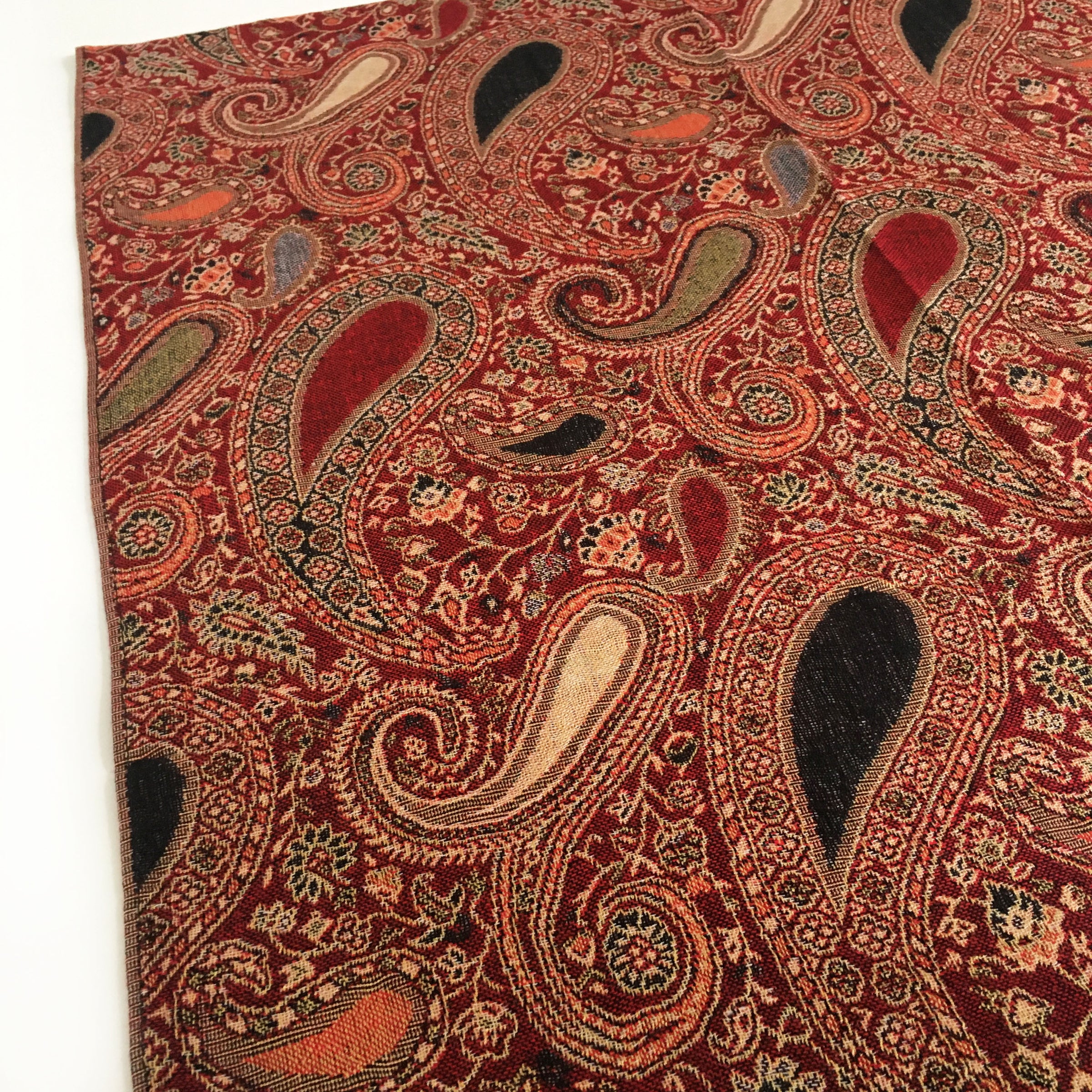 A-SHU LARGE RED MULTI COLOUR PAISLEY PRINT PASHMINA SHAWL SCARF - A-SHU.CO.UK