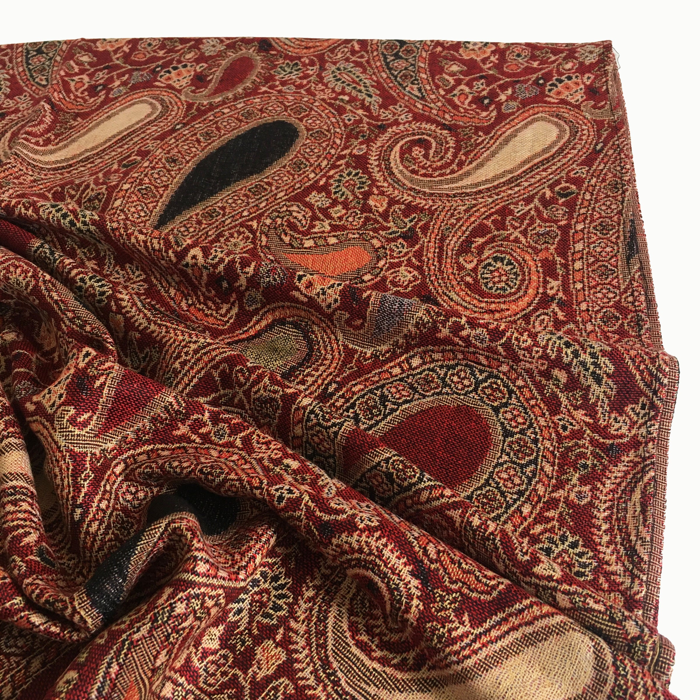 A-SHU LARGE RED MULTI COLOUR PAISLEY PRINT PASHMINA SHAWL SCARF - A-SHU.CO.UK