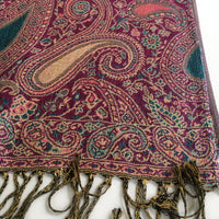 A-SHU LARGE FUSCHIA PINK MULTI COLOUR PAISLEY PRINT PASHMINA SHAWL SCARF - A-SHU.CO.UK