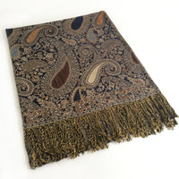 A-SHU LARGE BROWN MULTI COLOUR PAISLEY PRINT PASHMINA SHAWL SCARF - A-SHU.CO.UK