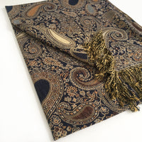 A-SHU LARGE BROWN MULTI COLOUR PAISLEY PRINT PASHMINA SHAWL SCARF - A-SHU.CO.UK
