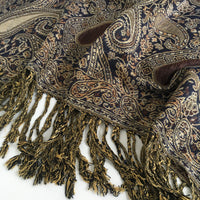 A-SHU LARGE BROWN MULTI COLOUR PAISLEY PRINT PASHMINA SHAWL SCARF - A-SHU.CO.UK