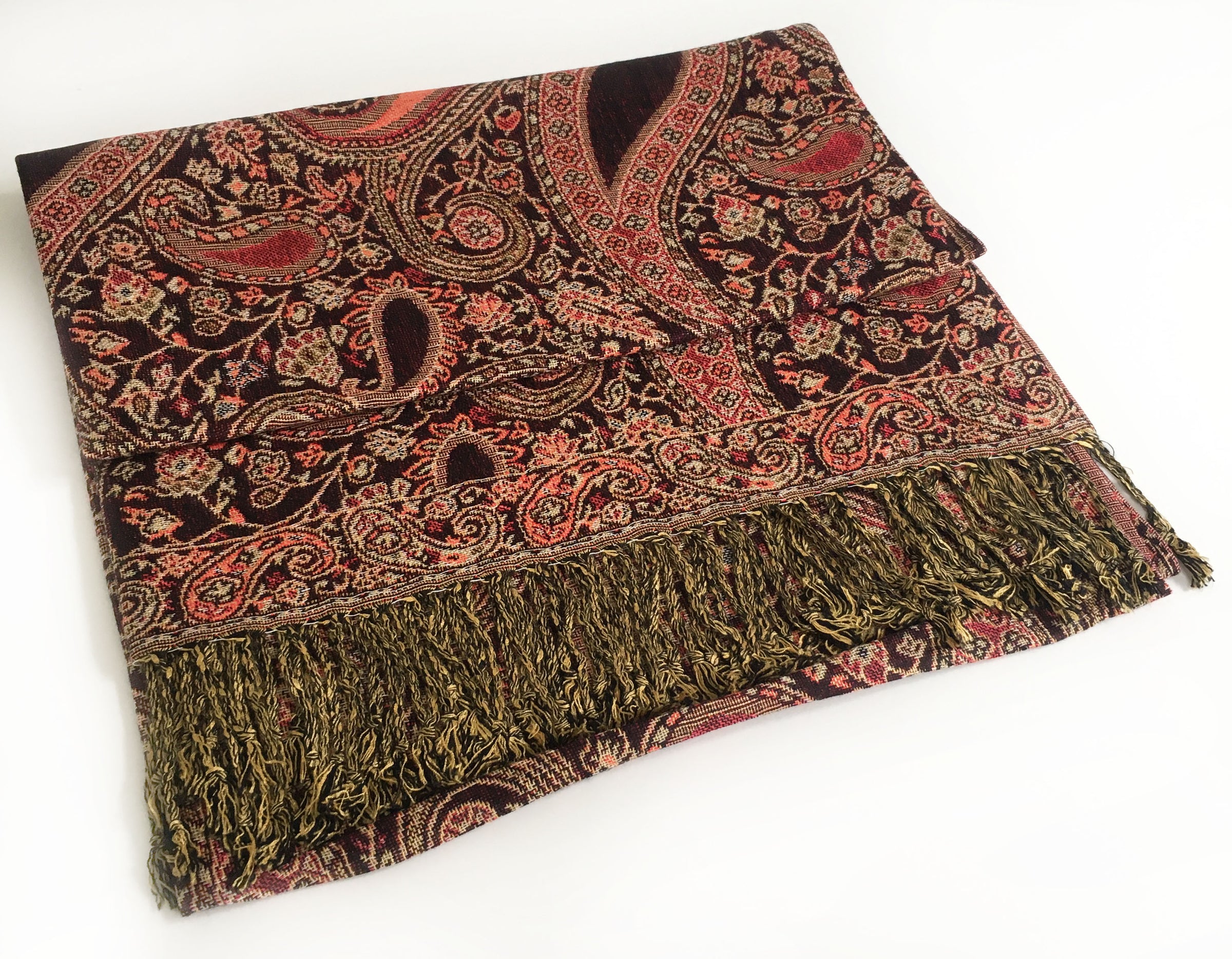 A-SHU LARGE BLACK MULTI COLOUR PAISLEY PRINT PASHMINA SHAWL SCARF - A-SHU.CO.UK