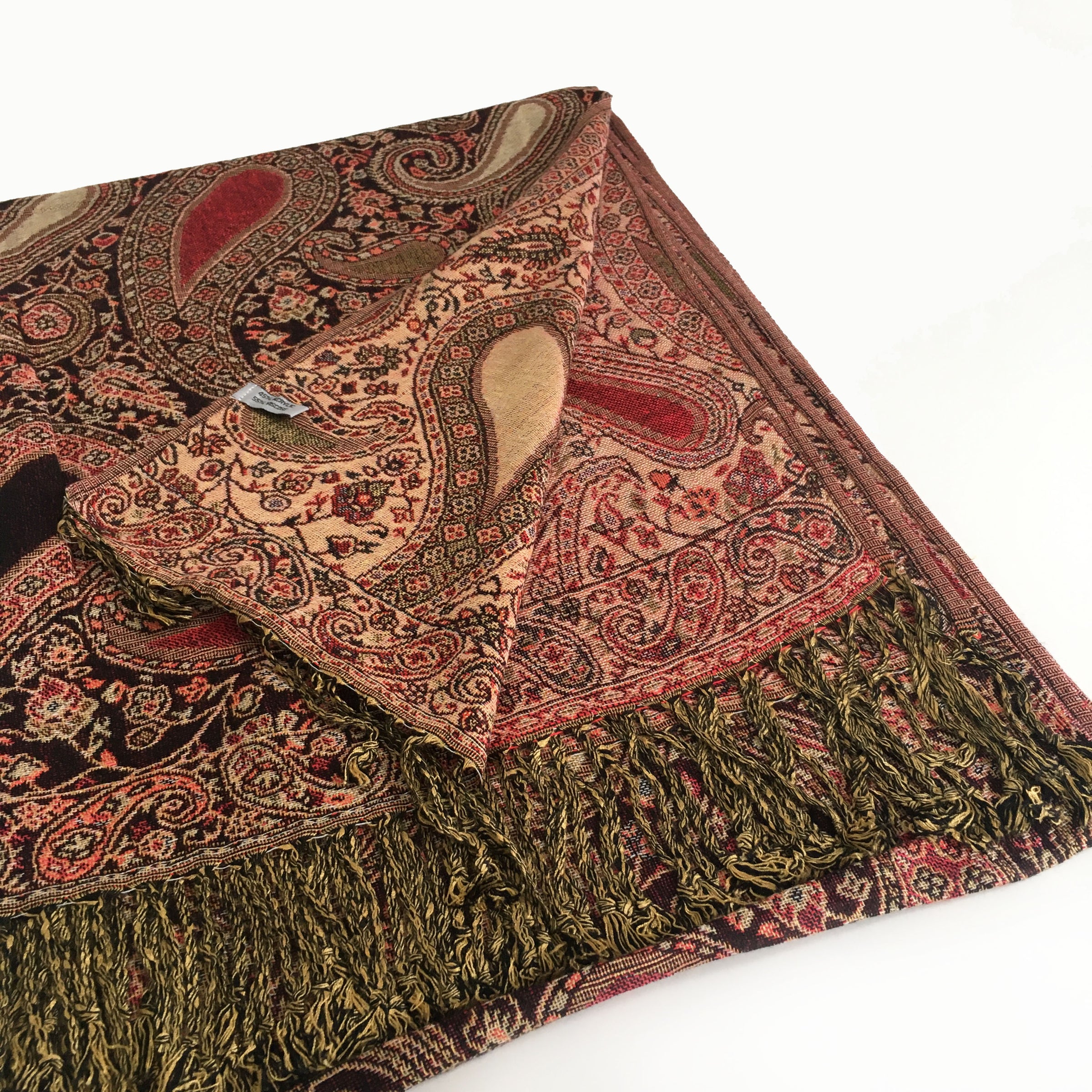 A-SHU LARGE BLACK MULTI COLOUR PAISLEY PRINT PASHMINA SHAWL SCARF - A-SHU.CO.UK