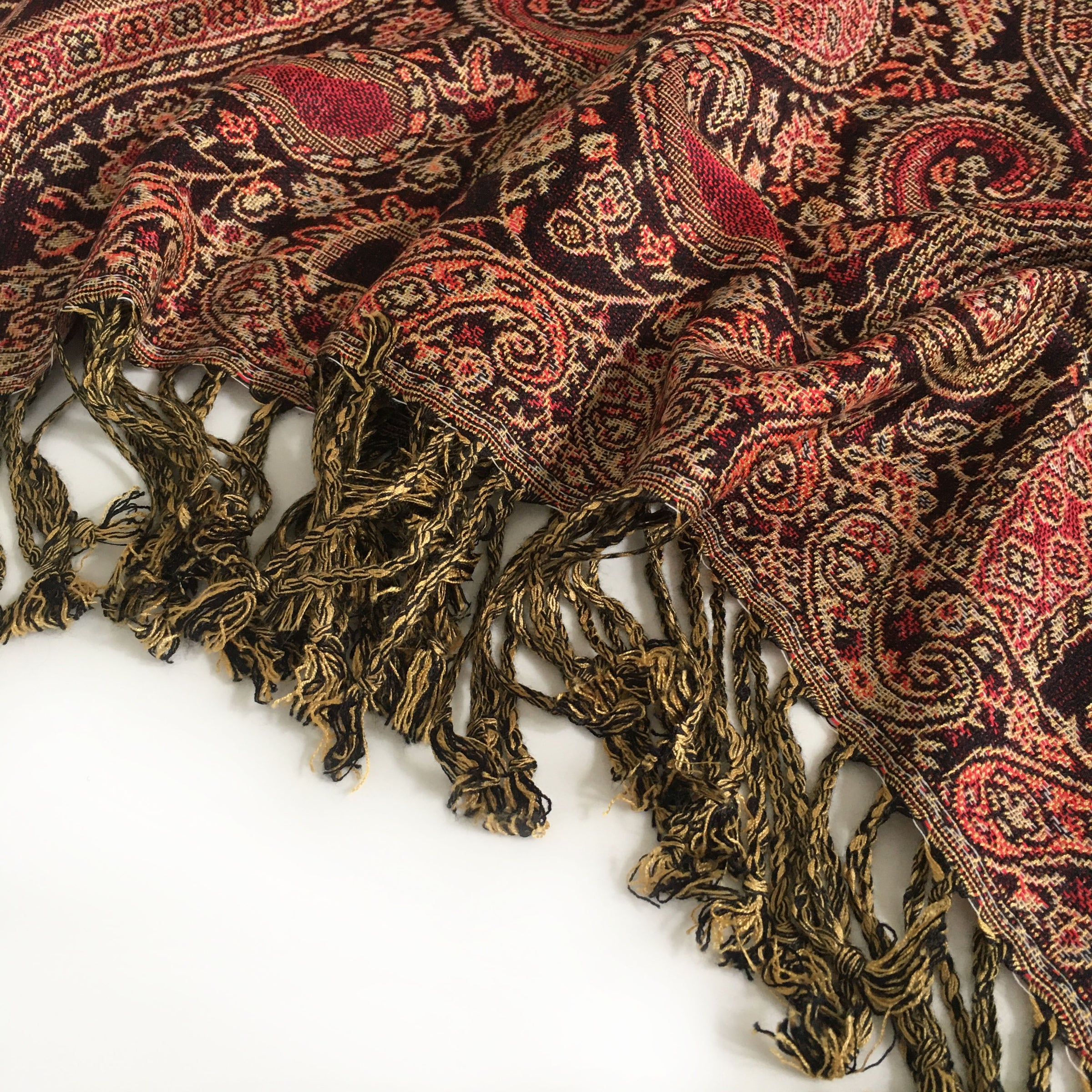 A-SHU LARGE BLACK MULTI COLOUR PAISLEY PRINT PASHMINA SHAWL SCARF - A-SHU.CO.UK