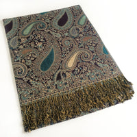 A-SHU LARGE PURPLE MULTI COLOUR PAISLEY PRINT PASHMINA SHAWL SCARF - A-SHU.CO.UK