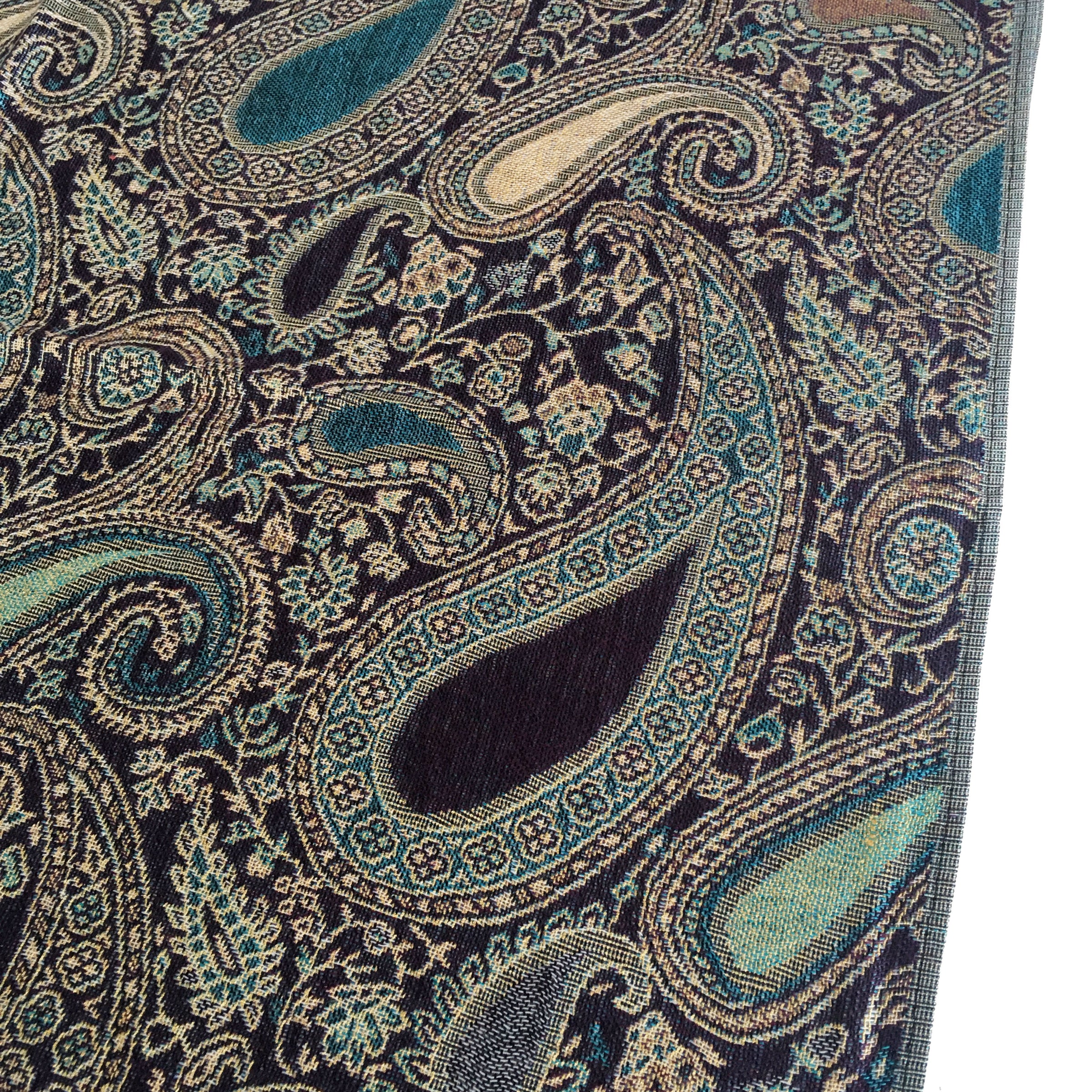 A-SHU LARGE PURPLE MULTI COLOUR PAISLEY PRINT PASHMINA SHAWL SCARF - A-SHU.CO.UK