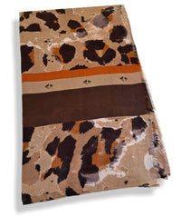 LARGE BEIGE CAMEO LEOPARD PRINT SCARF